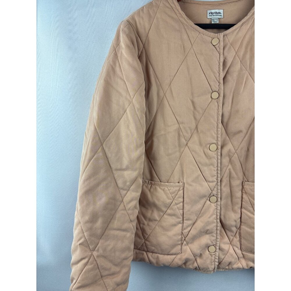 Women’s Rhythm Quilted Beige Button Up Jacket Med… - image 2